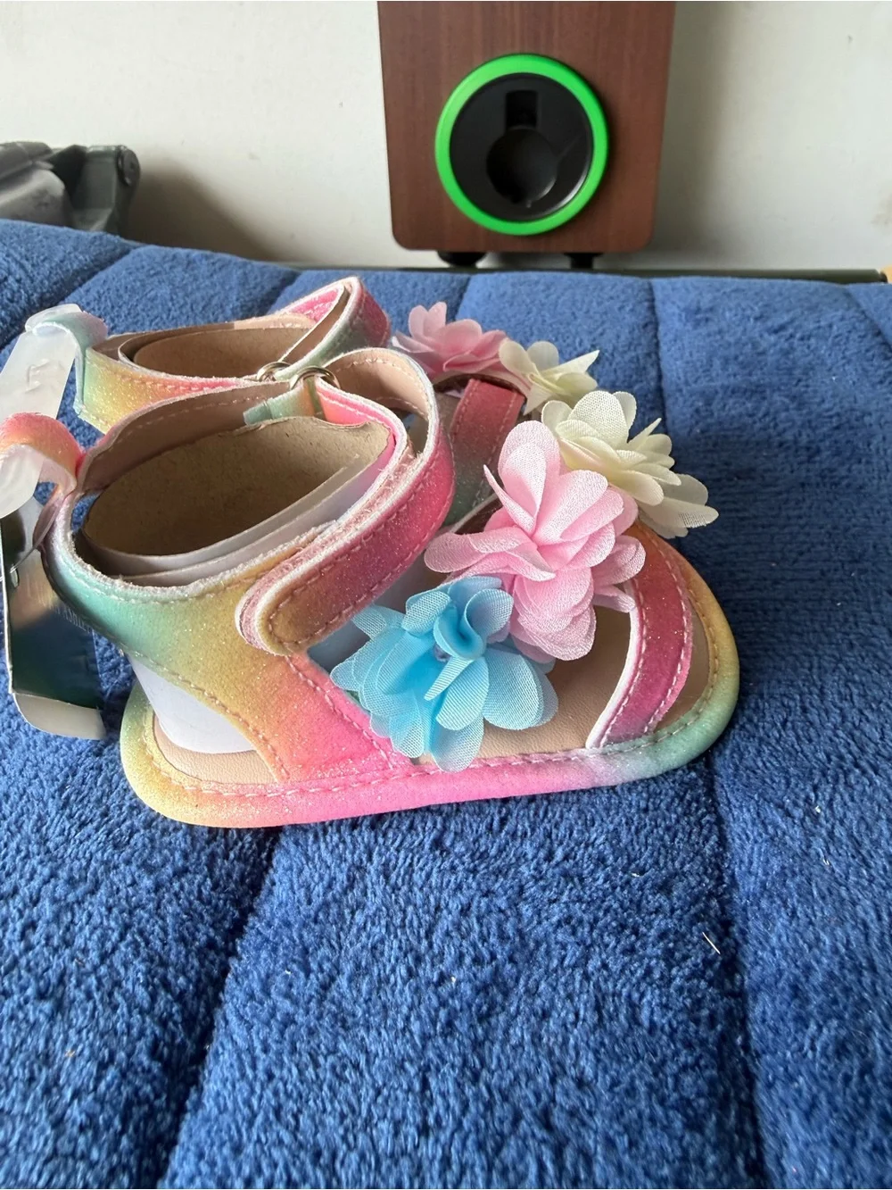 Laura Ashley Pastel Rainbow Floral Baby Sandals - Pink, Blue, Cream